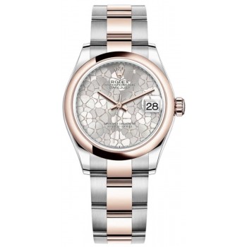 Réplique Montre pour femme Rolex Datejust 31 argentée à motif floral avec cadran diamant M278241-0031