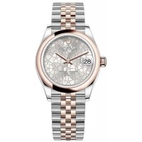 Réplique Montre pour femme Rolex Datejust 31 argentée à motif floral avec cadran diamant M278241-0032