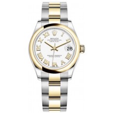 Réplique Montre pour femme Rolex Datejust 31 en acier inoxydable et or jaune avec cadran romain blanc M278243-0001