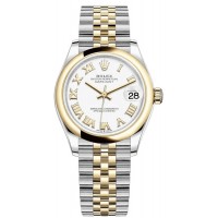 Réplique Montre pour femme Rolex Datejust 31 en acier inoxydable et or jaune avec cadran romain blanc M278243-0002