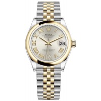 Réplique Montre pour femme Rolex Datejust 31 en acier inoxydable et or jaune et argent avec cadran en diamant romain M278243-0004