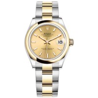 Réplique Montre pour femme Rolex Datejust 31 en acier inoxydable et cadran champagne en or jaune M278243-0013