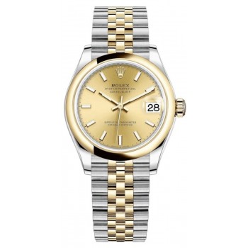 Réplique Montre pour femme Rolex Datejust 31 en acier inoxydable et cadran champagne en or jaune M278243-0014