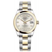 Réplique Montre pour femme Rolex Datejust 31 en acier inoxydable et or jaune et cadran diamant argenté M278243-0019