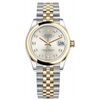 Réplique Montre pour femme Rolex Datejust 31 en acier inoxydable et or jaune et cadran diamant argenté M278243-0020