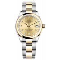 Réplique Montre pour femme Rolex Datejust 31 en acier inoxydable et or jaune avec cadran diamant champagne M278243-0025