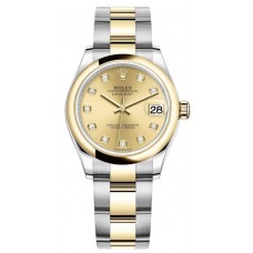 Réplique Montre pour femme Rolex Datejust 31 en acier inoxydable et or jaune avec cadran diamant champagne M278243-0025