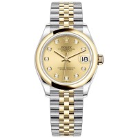 Réplique Montre pour femme Rolex Datejust 31 en acier inoxydable et or jaune avec cadran diamant champagne M278243-0026