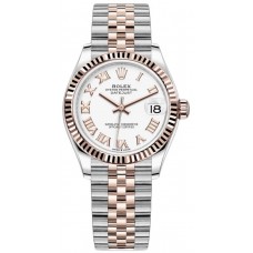 Réplique Montre pour femme Rolex Datejust 31 en acier et or Everose 18 carats avec cadran romain blanc M278271-0002