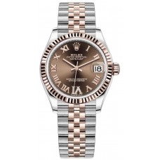 Réplique Montre pour femme Rolex Datejust 31 à cadran romain pavé de chocolat M278271-0004