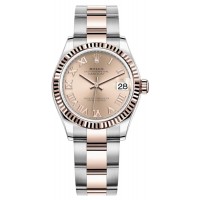 Réplique Montre pour femme Rolex Datejust 31 en acier inoxydable et or rose avec cadran romain rose M278271-0005