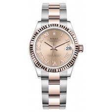 Réplique Montre pour femme Rolex Datejust 31 en acier inoxydable et or rose avec cadran romain rose M278271-0005