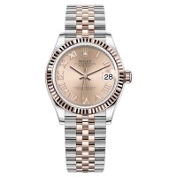 Réplique Montre pour femme Rolex Datejust 31 en acier inoxydable et or rose avec cadran romain rose M278271-0006