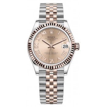 Réplique Montre pour femme Rolex Datejust 31 en acier inoxydable et or rose avec cadran romain rose M278271-0006