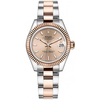 Réplique Montre pour femme Rolex Datejust 31 en acier inoxydable et or rose avec cadran rose M278271-0009