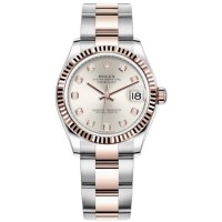 Réplique Montre pour femme Rolex Datejust 31 en acier inoxydable et or rose avec cadran diamant argenté M278271-0015