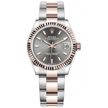 Réplique Montre pour femme Rolex Datejust 31 en acier inoxydable et cadran en ardoise or rose M278271-0017