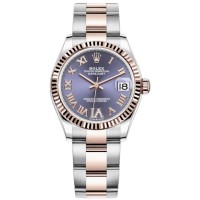 Réplique Montre pour femme Rolex Datejust 31 en acier inoxydable et or rose avec cadran romain pavé d'aubergine M278271-0019