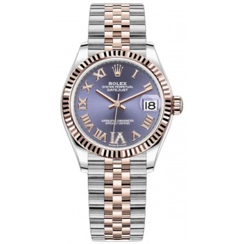 Réplique Montre Rolex Datejust 31 Aubergine Pave avec cadran romain pour femme M278271-0020