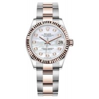 Réplique Montre pour femme Rolex Datejust 31 en acier inoxydable et cadran diamant en nacre or rose M278271-0025