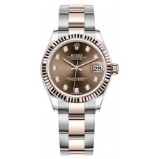 Réplique Montre pour femme Rolex Datejust 31 en acier inoxydable et or rose avec cadran diamant chocolat M278271-0027