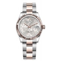 Réplique Montre pour femme Rolex Datejust 31 en acier inoxydable et or rose argenté à motif floral et cadran diamant M278271-0031