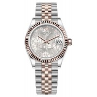 Réplique Montre pour femme Rolex Datejust 31 en acier inoxydable et or rose argenté à motif floral et cadran diamant M278271-0032