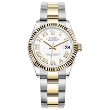 Réplique Montre pour femme Rolex Datejust 31 en acier inoxydable et or jaune avec cadran romain blanc M278273-0001