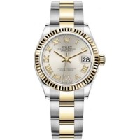 Réplique Montre pour femme Rolex Datejust 31 en acier inoxydable et or jaune et argent avec cadran romain M278273-0003