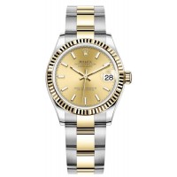 Réplique Montre pour femme Rolex Datejust 31 en acier inoxydable et cadran champagne en or jaune M278273-0013