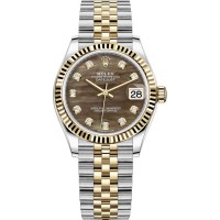 Réplique Montre pour femme Rolex Datejust 31 en acier inoxydable et or jaune avec cadran en nacre noire et diamant M278273-0024