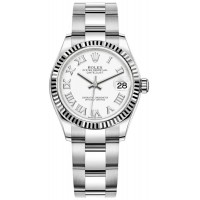 Réplique Montre pour femme Rolex Datejust 31 en acier inoxydable et or blanc avec cadran romain blanc M278274-0009