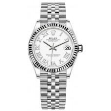 Réplique Montre pour femme Rolex Datejust 31 en acier inoxydable et or blanc avec cadran romain blanc M278274-0010