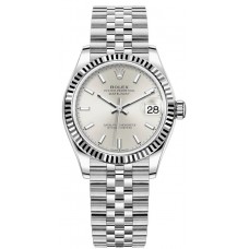 Réplique Montre pour femme Rolex Datejust 31 en acier inoxydable et or blanc avec cadran argenté M278274-0012