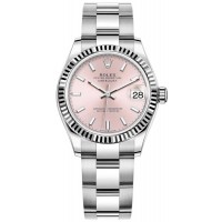 Réplique Montre pour femme Rolex Datejust 31 en acier inoxydable et or blanc avec cadran rose M278274-0013