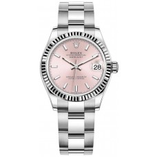 Réplique Montre pour femme Rolex Datejust 31 en acier inoxydable et or blanc avec cadran rose M278274-0013