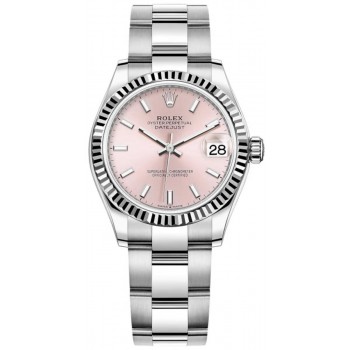 Réplique Montre pour femme Rolex Datejust 31 en acier inoxydable et or blanc avec cadran rose M278274-0013