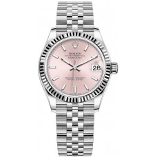 Réplique Montre pour femme Rolex Datejust 31 en acier inoxydable et or blanc avec cadran rose M278274-0014