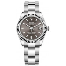 Réplique Montre pour femme Rolex Datejust 31 en acier inoxydable et or blanc avec cadran gris foncé M278274-0015