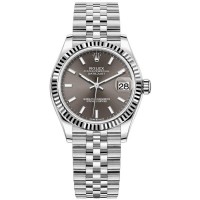 Réplique Montre pour femme Rolex Datejust 31 en acier inoxydable et or blanc avec cadran gris foncé M278274-0016