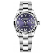 Réplique Montre pour femme Rolex Datejust 31 en acier inoxydable et or blanc avec cadran en diamant romain aubergine M278274-0025