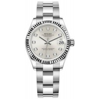 Réplique Montre pour femme Rolex Datejust 31 en acier inoxydable et or blanc et cadran diamant argenté M278274-0029