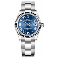 Réplique Montre pour femme Rolex Datejust 31 en acier inoxydable et or blanc avec cadran romain bleu M278274-0033