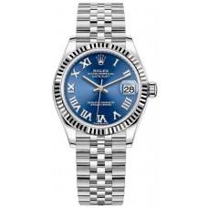 Réplique Montre pour femme Rolex Datejust 31 en acier inoxydable et or blanc avec cadran romain bleu M278274-0034