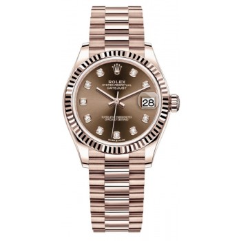 Réplique Montre pour femme Rolex Datejust 31 Everose Gold Chocolate Diamond Dial M278275-0010