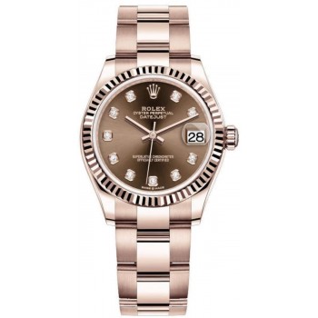 Réplique Montre pour femme Rolex Datejust 31 Everose Gold Chocolate Diamond Dial M278275-0017