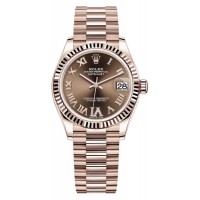 Réplique Montre Rolex Datejust 31 Everose Gold Chocolate Diamond Pave avec cadran romain pour femme M278275-0025