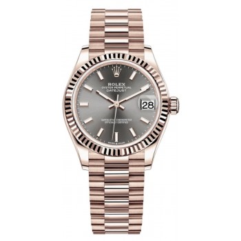 Réplique Montre Rolex Datejust 31 Everose pour femme avec cadran en ardoise dorée M278275-0027