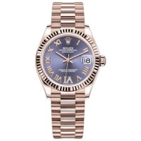 Réplique Montre pour femme Rolex Datejust 31 Everose Gold Aubergine pavé de diamants avec cadran romain M278275-0029