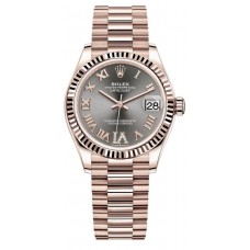 Réplique Montre Rolex Datejust 31 Everose Gold Slate Diamond Pave avec cadran romain pour femme M278275-0033